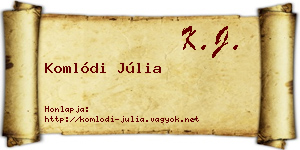 Komlódi Júlia névjegykártya